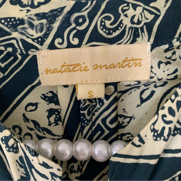 Natalie Martin Green Print Silk Midi Tunic Dress - Picture 7 of 8